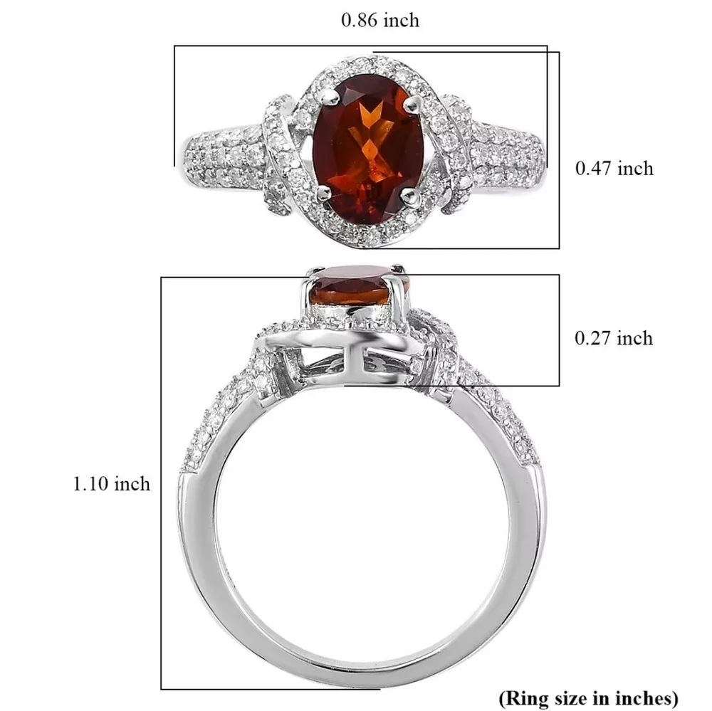 Premium Brazilian Cherry Citrine & Genuine Moissanite Ring